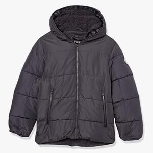 NWT DKNY Boys' Sherpa Hood Insulated Jacket Charcoal Black Size 7
